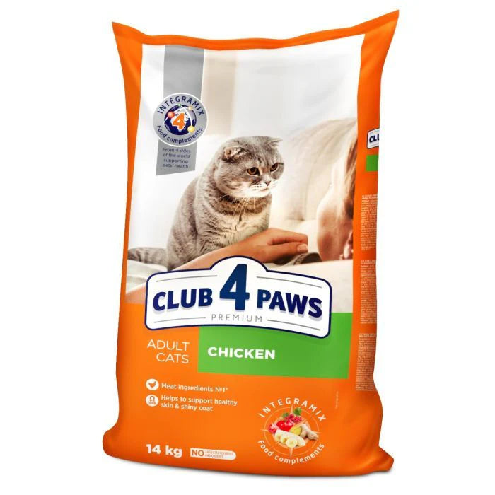 CLUB 4 PAWS PREMIUM "CHICKEN". СOMPLETE DRY PET FOOD FOR ADULT CATS