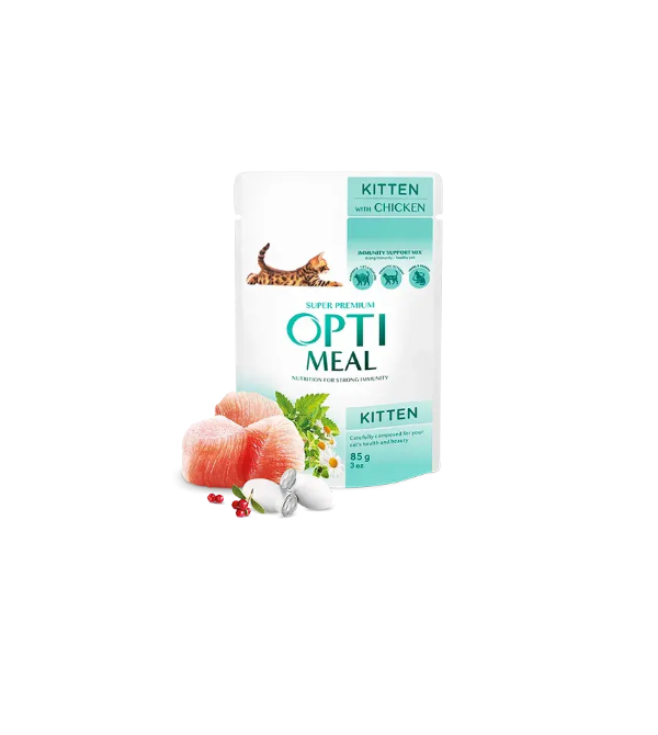 OPTIMEAL WET FOOD FOR KITTENS - CHICKEN 85g X12PCS