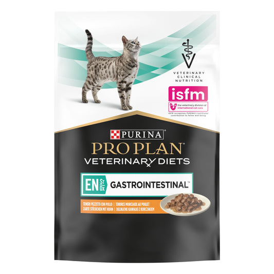 Pro Plan Veterinary Diets EN Gastrointestinal Wet Cat Food Pouch Chicken in Gravy 85g x 10