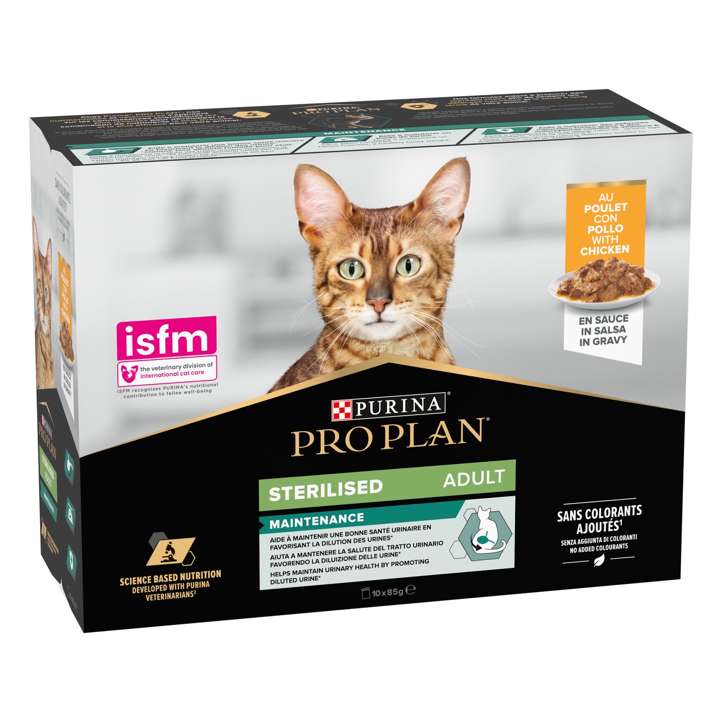 Pro Plan Sterilised Adult Wet Cat Food, Chicken in Gravy,  Multipack 10x85g