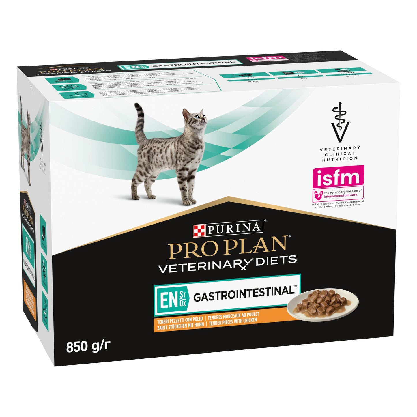 Pro Plan Veterinary Diets EN Gastrointestinal Wet Cat Food Pouch Chicken in Gravy 85g x 10