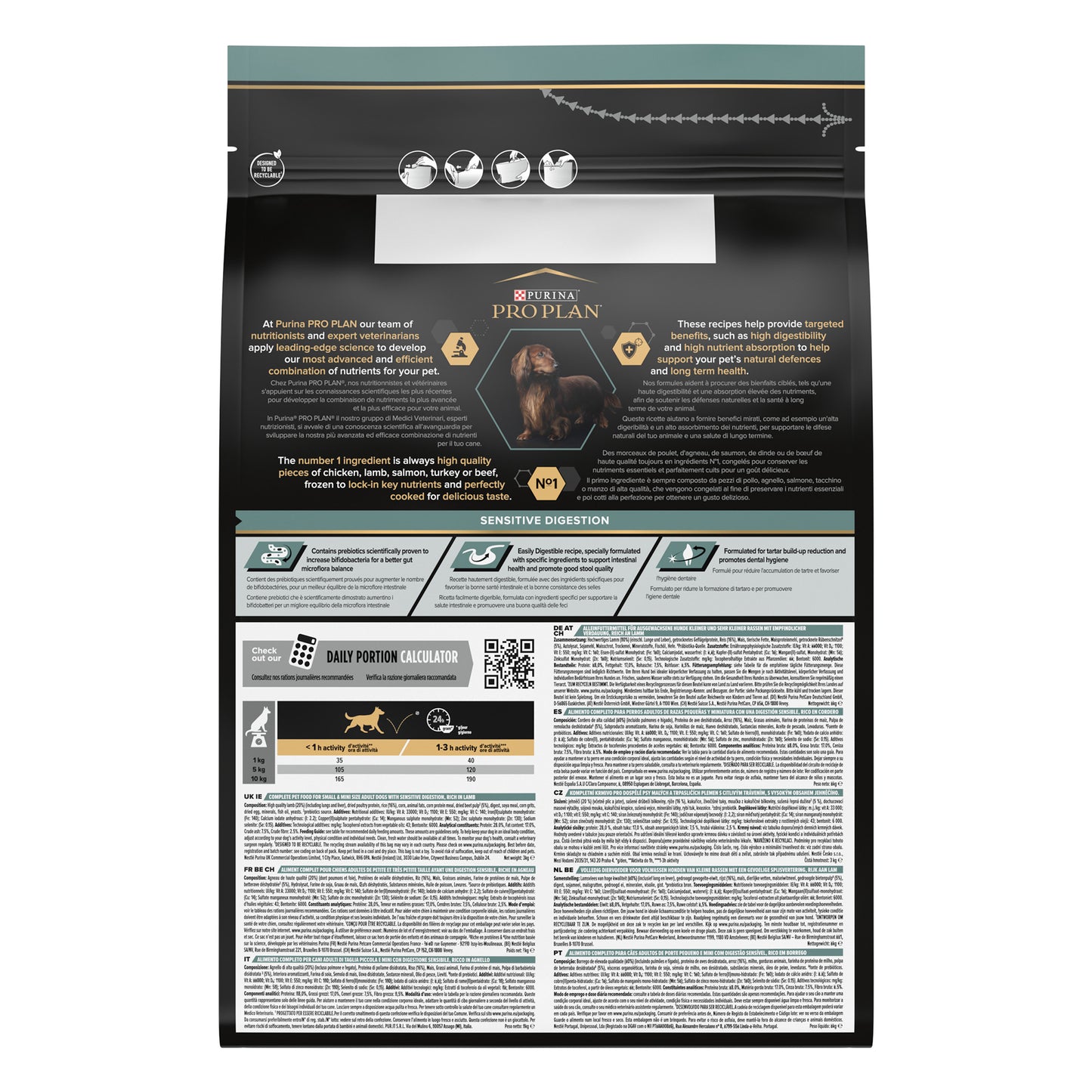 Pro Plan Small Mini Adult Sensitive Digestion Dry Dog Food with Lamb 3Kg