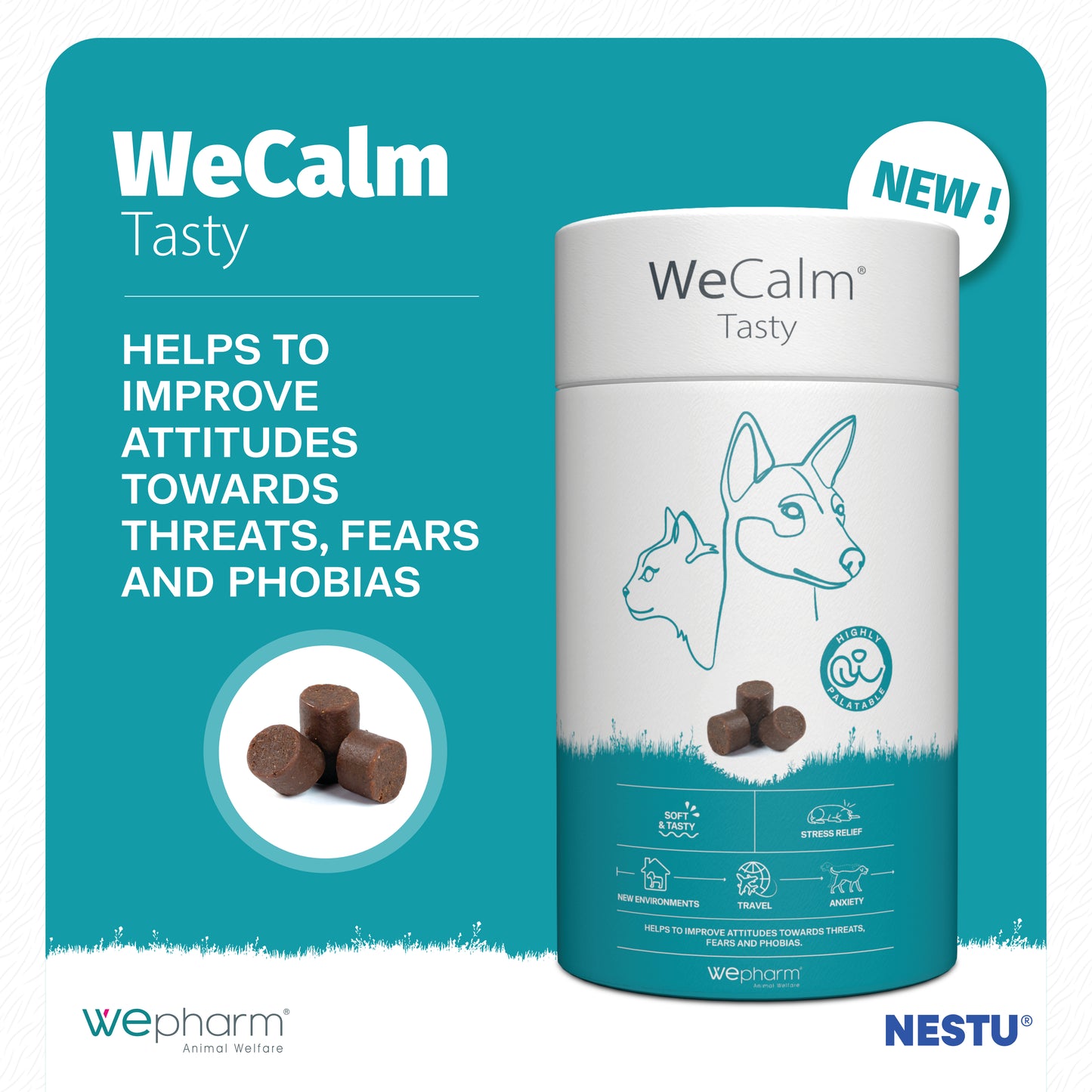 WeCalm Tasty x 30 Soft Chews For Cats and Dogs