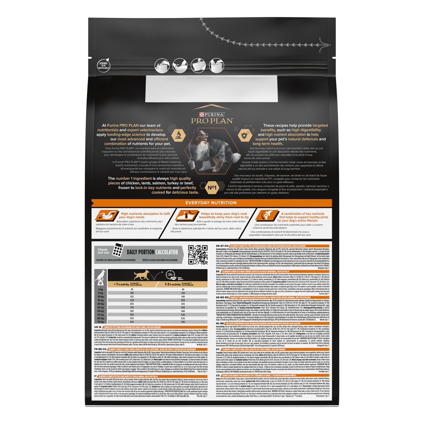 Pro Plan Medium Adult Everyday Nutrition Dry Dog Food with Chicken 3Kg