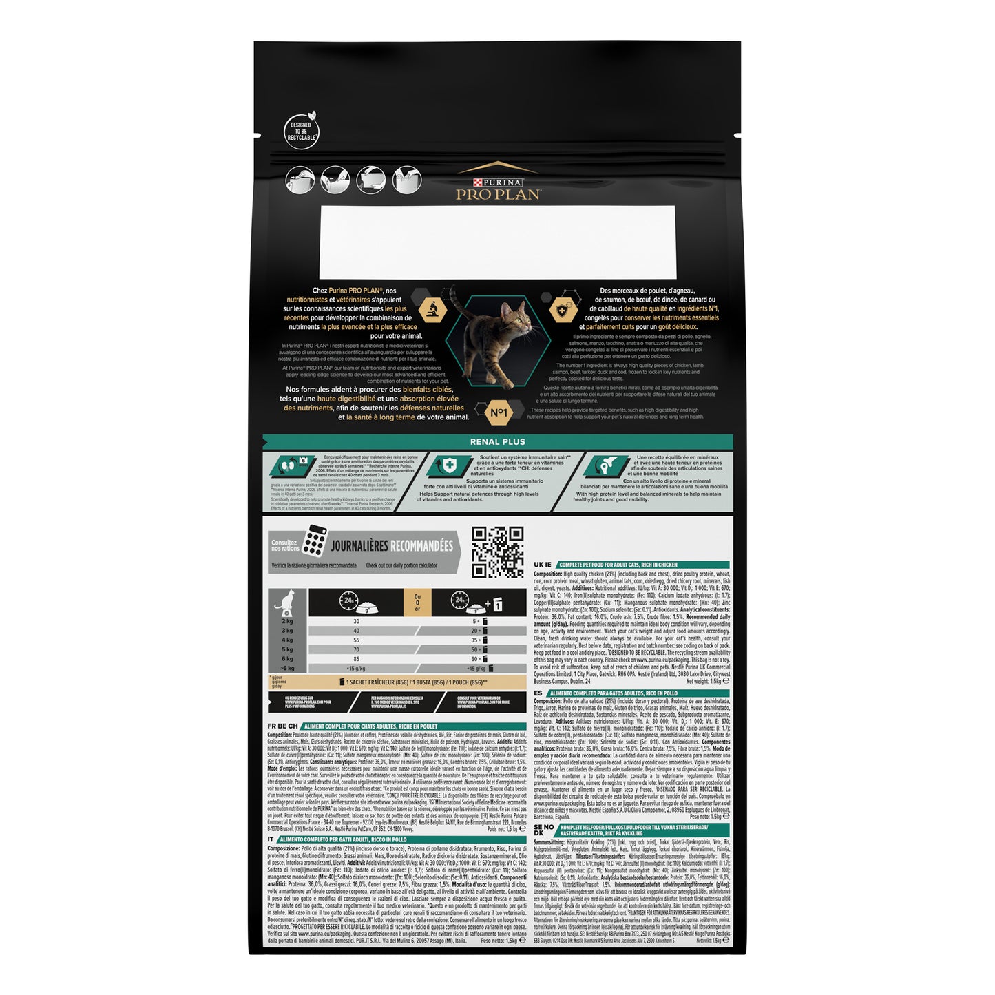 Pro Plan Adult Renal Plus Everyday Dry Cat Food with Chicken 1.5Kg