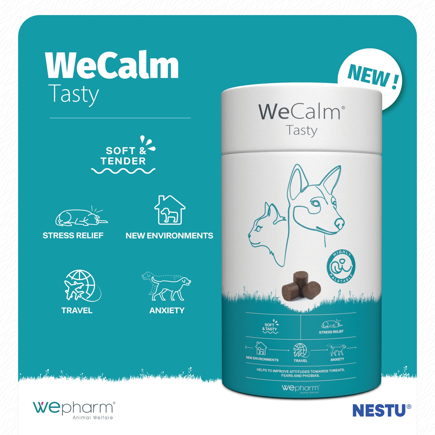 WeCalm Tasty x 30 Soft Chews For Cats and Dogs