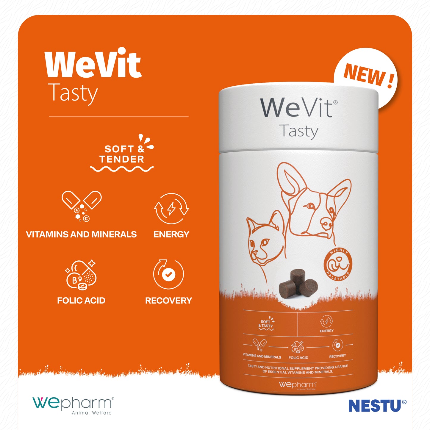 WeVit Tasty x 30 Soft Chews For Cats and Dogs