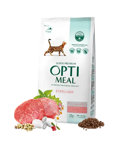 Opti meal Dry For Sterilised Cats High In Beef & Sorghum