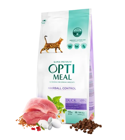 optimeal cat adult duck hairball control