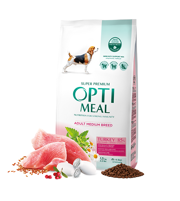 Optimeal Dry Food for Adult Dogs of Medium Breeds – Turkey