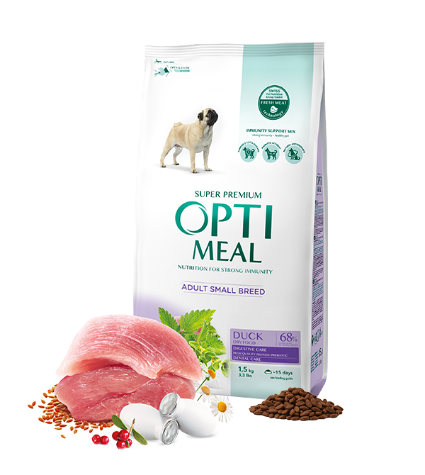 Optimeal Dry Dog Food for Adult Dogs of Small Breeds – Duck