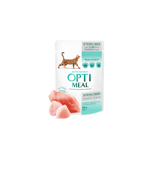 OPTIMEAL Sterilised Cats Turkey & Chicken Fillet 85G X 12 PCS