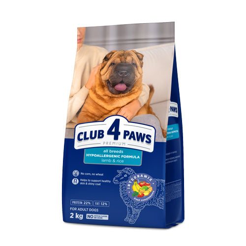 CLUB 4 PAWS PREMIUM FOR ALL BREEDS «LAMB AND RICE». СOMPLETE DRY PET FOOD FOR DOGS
