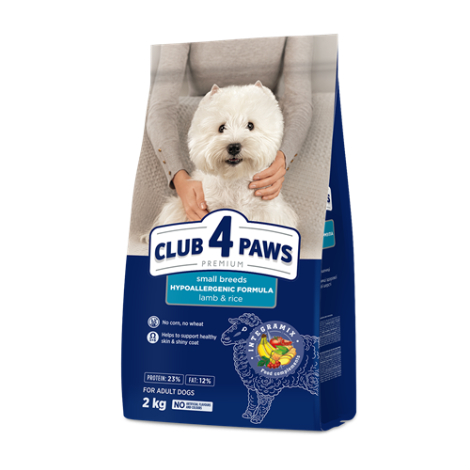 CLUB 4 PAWS Premium "Lamb and Rice" for adult dogs of Small breeds. Сomplete dry pet food