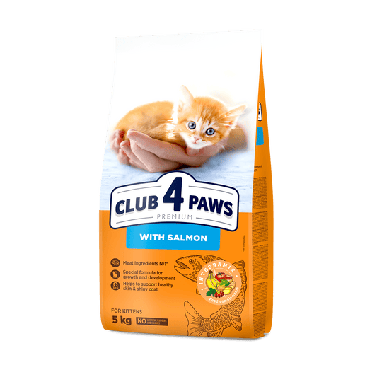 CLUB 4 PAWS PREMIUM FOR KITTENS «WITH SALMON». СOMPLETE DRY PET FOOD