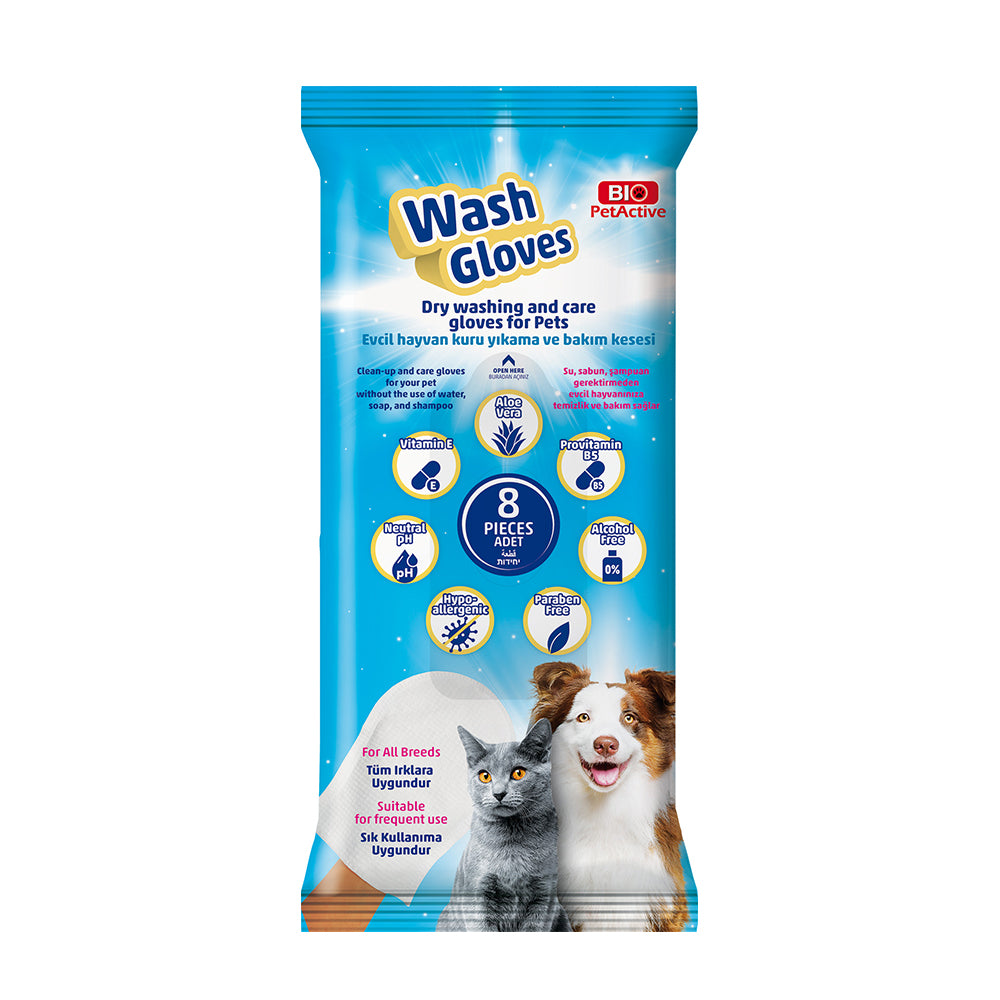 Wash Gloves - Dry Washing and Care Gloves & Grooming Wipes for dogs and Cats